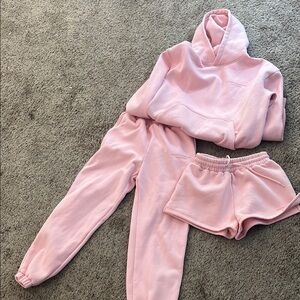 Comfrt Collection Pastel Edit 3-piece Pink Women's Hoodie and Sweatpants Set